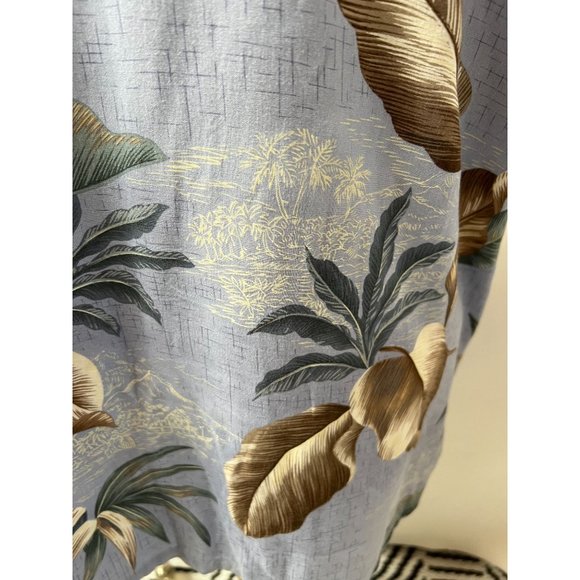 Campia Moda Vintage Tropical Hawaiian Leaf Shirt Size Large Blue Rayon - Picture 10 of 16